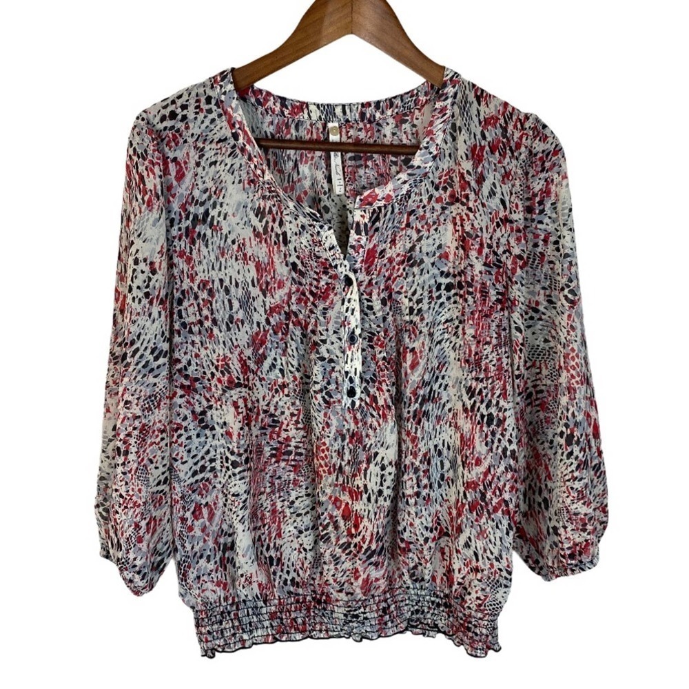 Leo & Nicole Colorful Blouse Shirt Top Size Large